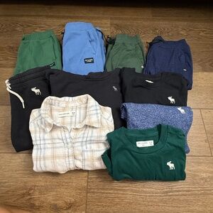 Abercrombie Kids Boys Fall Bundle 10 Items: Pants, Sweatshirt, Shirts Size 9/10